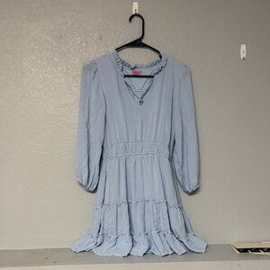 Miami Light Blue Ruffled V-Neck Top